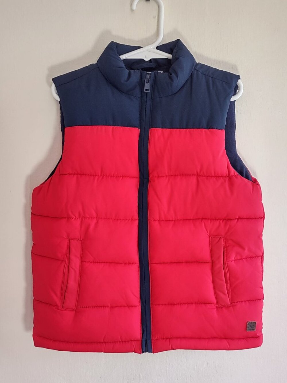 Janie and Jack Puffer Vest Size 5-6 Years Red & Blue Full Zip Pockets Unisex